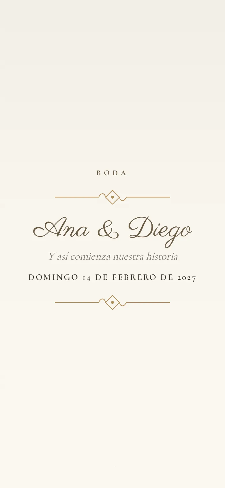 Invitación Marfil clásico de ejemplo